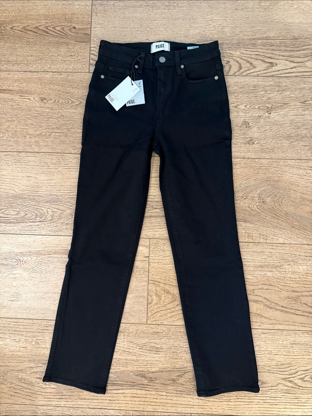 PAIGE Black Straight-Leg High-Rise Jeans